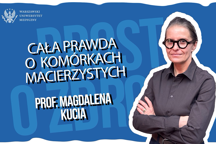 Grafika zapowiadająca podcast. Po prawej jest zdjęcie kobiety z ciemnymi włosami i okularach - prof. Magdaleny Kuci. Po prawej tytuł odcinka i imię i nazwisko kobiety.