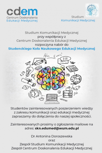 Plakat o naborze do Koła Naukowego Edukacji Medycznej