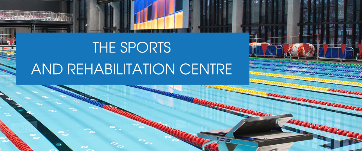 Banner directing to a site of the Sports and Rehabilitation Centre