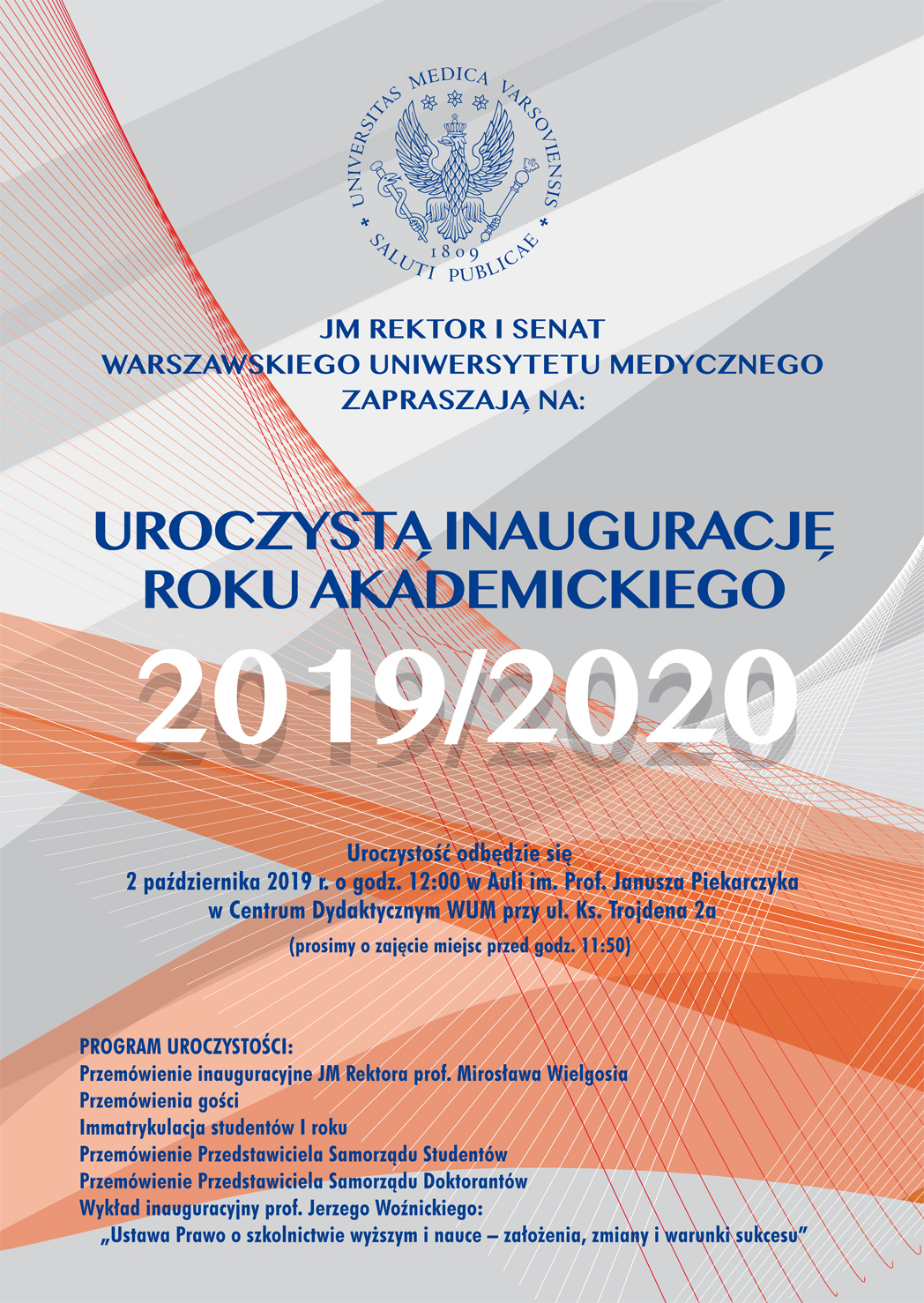 Plakat z zaproszeniem na Inaugurację Roku Akademickiego