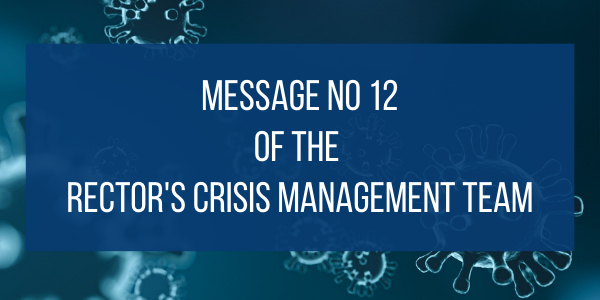 Message No 12 Rector's Crisis Management Team