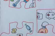 Dzieci rysują medyków walczących z koronawirusem