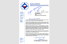List Przewodniczącego Rady Głównej Instytutów Badawczych z okazji inauguracji roku akademickiego 2025/2026