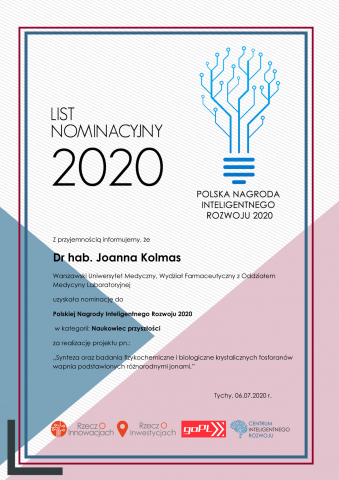 List nominacyjny dr hab. Joanna Kolmas
