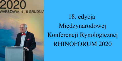 Zdjęcie prof. A. Krzeskiego i Baner informujący o Rhinoforum
