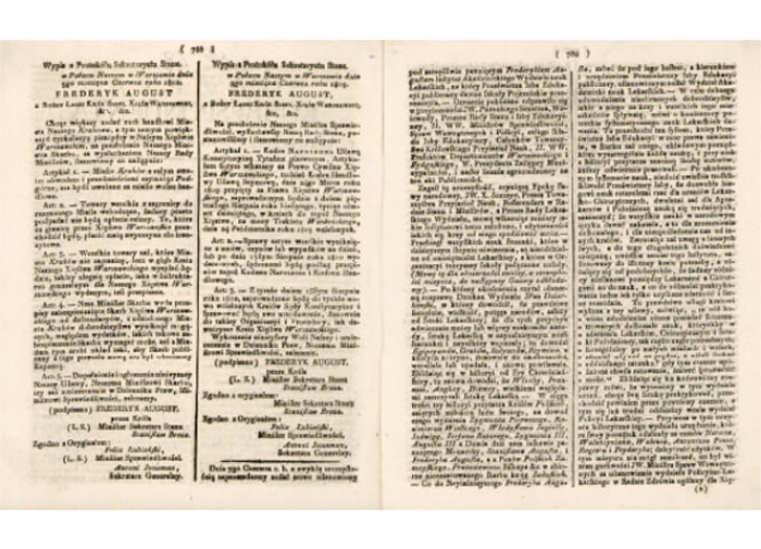 Announcement on the official opening of the Academic-Medical Faculty of 7 June 1810 (“Gazeta Korespondenta Warszawskiego i Zagranicznego” 1810, No. 48)